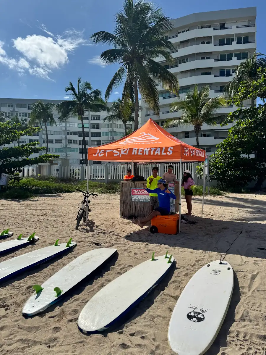 Pro surfer William Chino Sue-A-Quan, head of the WOW surf school in Isla Verde